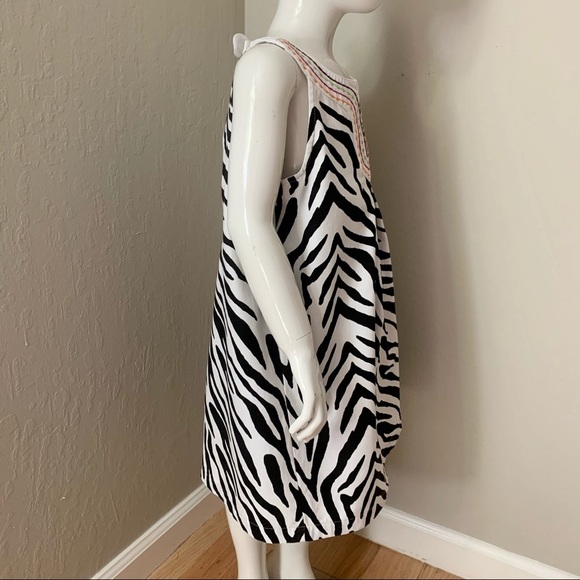 GYMBOREE Wild For Zebra Print Embroidered 100% Cotton Dress Sleeveless Size 7 - Picture 7 of 11